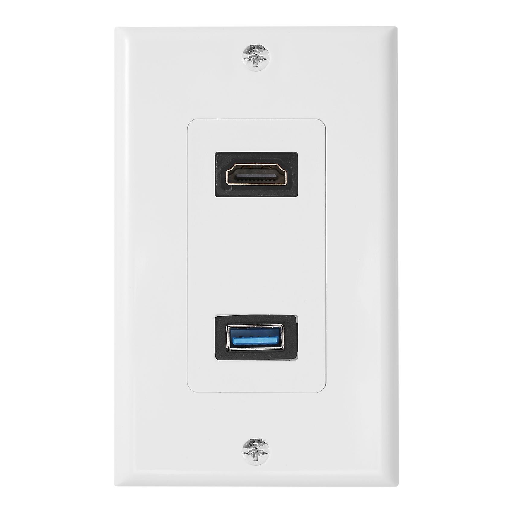 1x 2Port +USB 3.0 Female Wall Face Plate Panel Outlet Socket Extender White