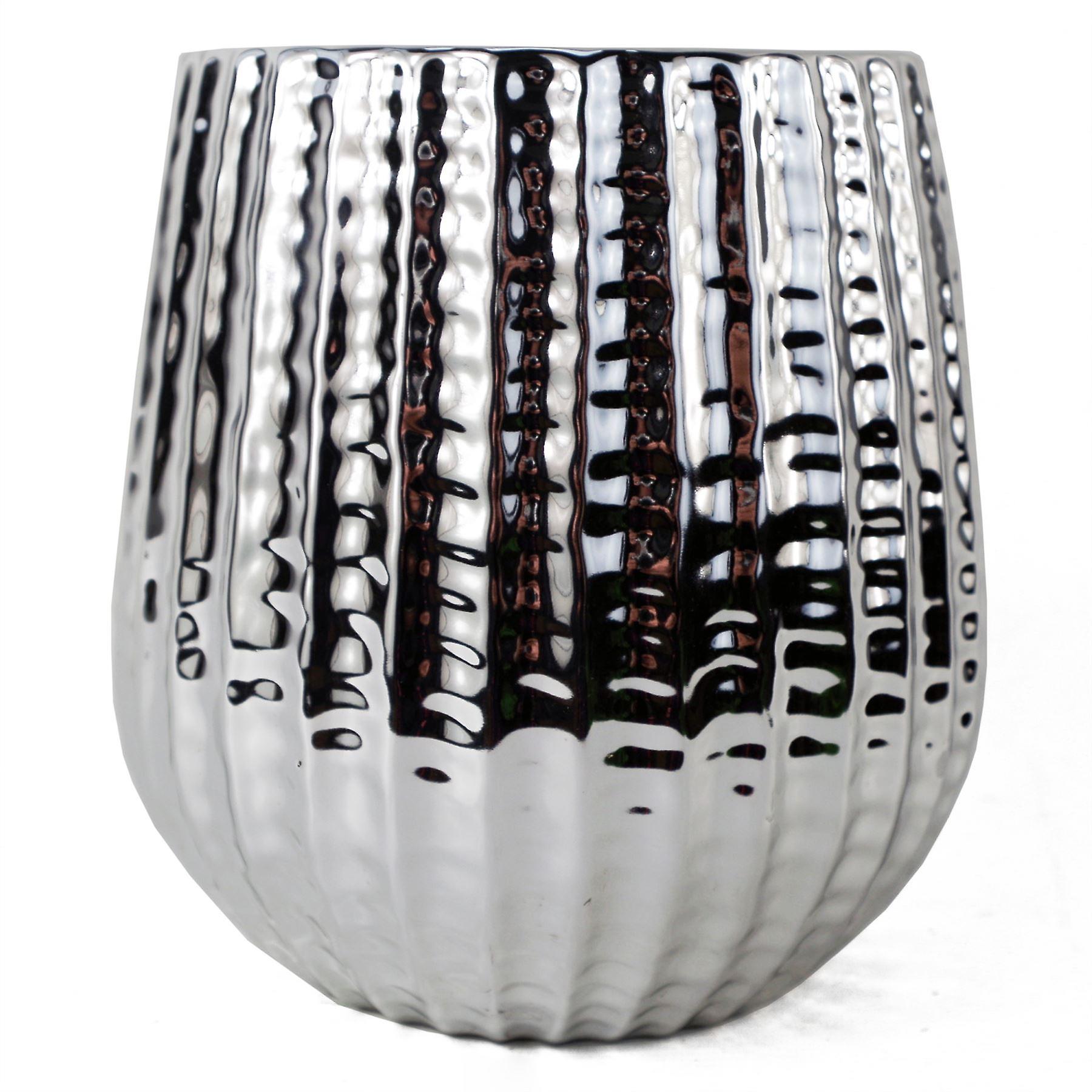16cm Silver Ceramic Planter