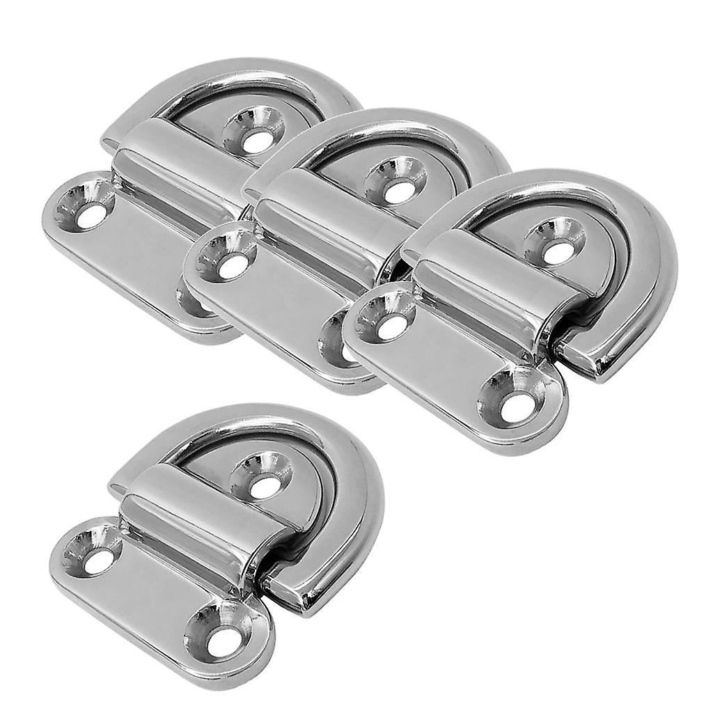 4pcs Small Folding Pad Eye Deck Lashing Ring Staple Cleat for Trailer Boat