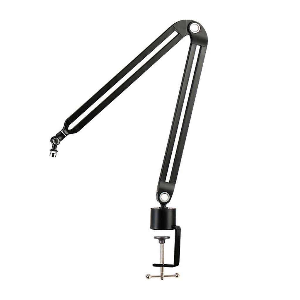 Foldable Microphone Stand Adjustable Mic Holder Tripod Two Clip Boom