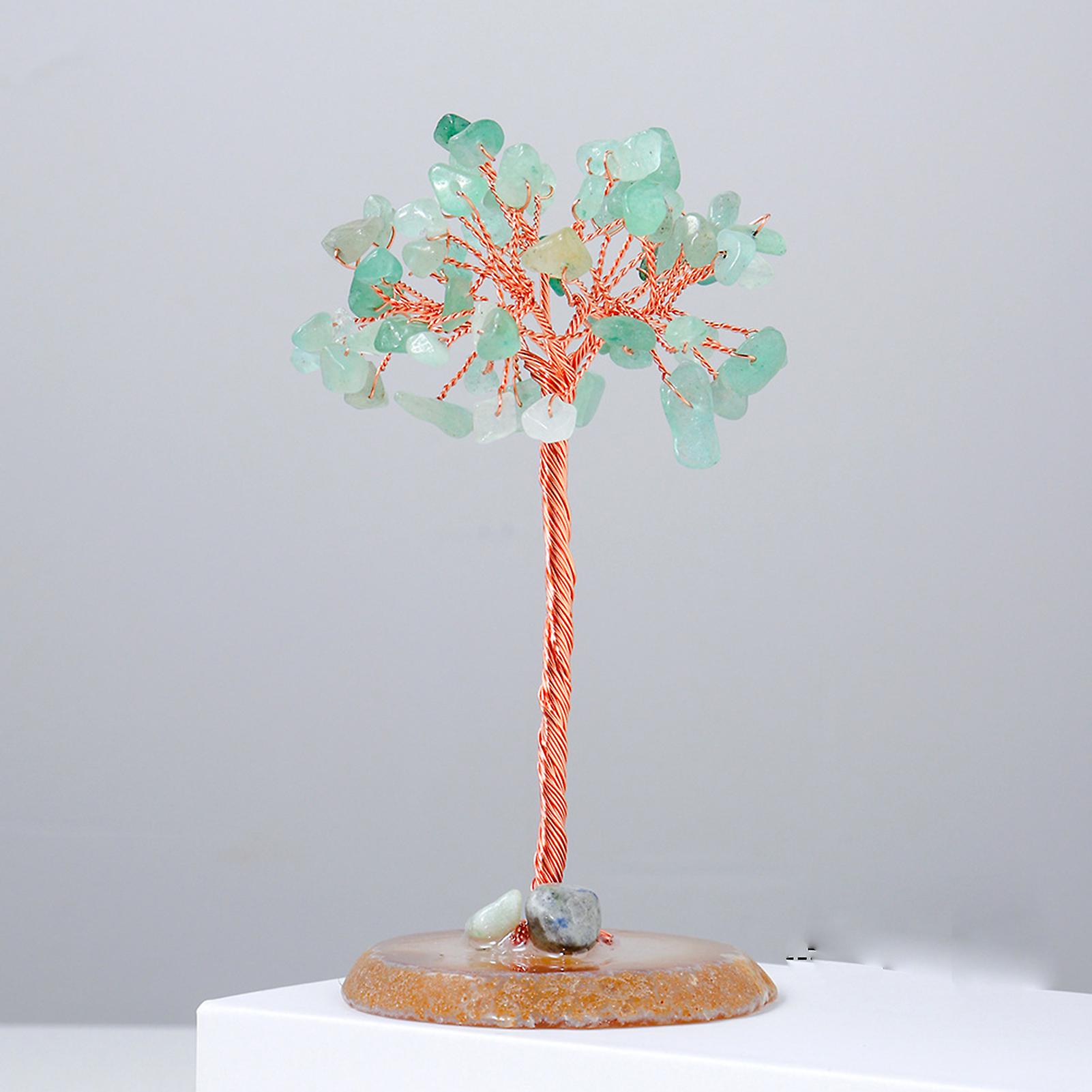 Natural Crystals Tree Agate Slices Base Woven Tree Stone Attract Luck Tree