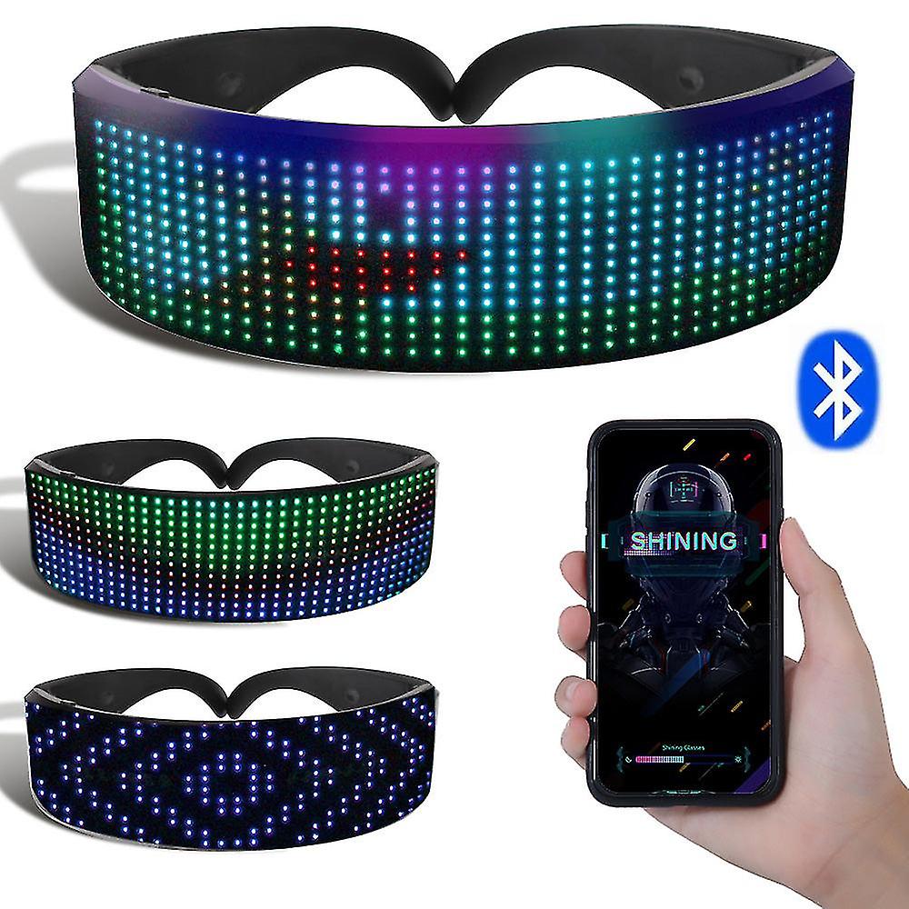 Electronic Futuristic Eyewear Led Prop For Party Bar Festival Performance Light Up Visor Luminous Glasses Bluetooth