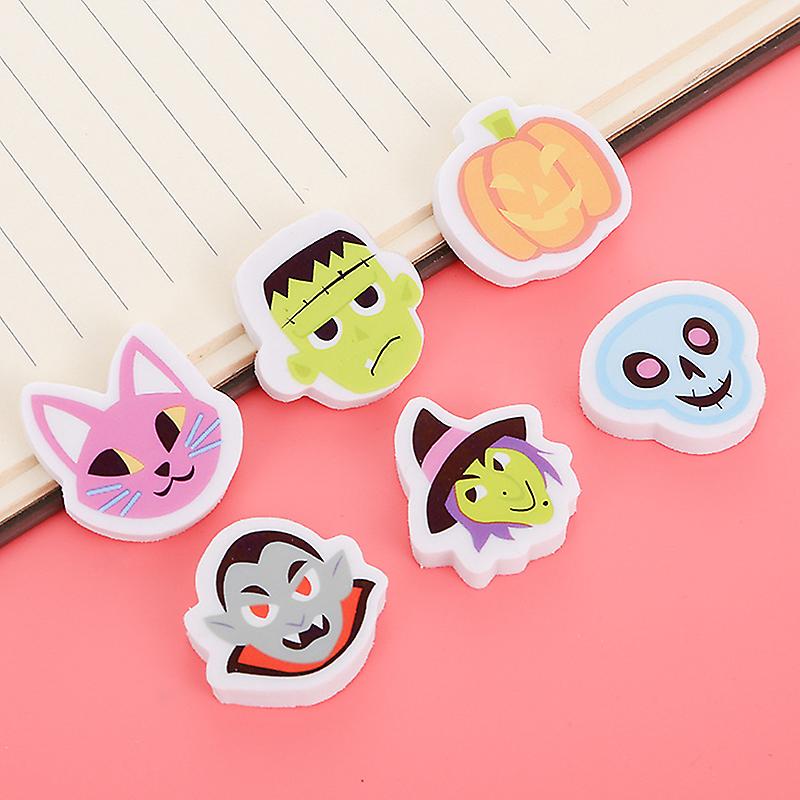 10pcs Creative Mini Cartoon Erasers Soft Durable Pencil Halloween Erasers
