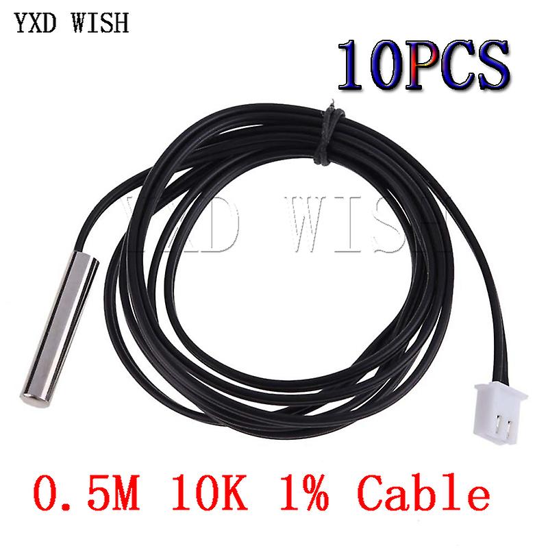 10pcs 0.5m Ntc Thermistor Temperature Sensor Waterproof Probe Wire 10k 1% 3950 For W1209 W1401 Cable Ntc Thermistor Sensors