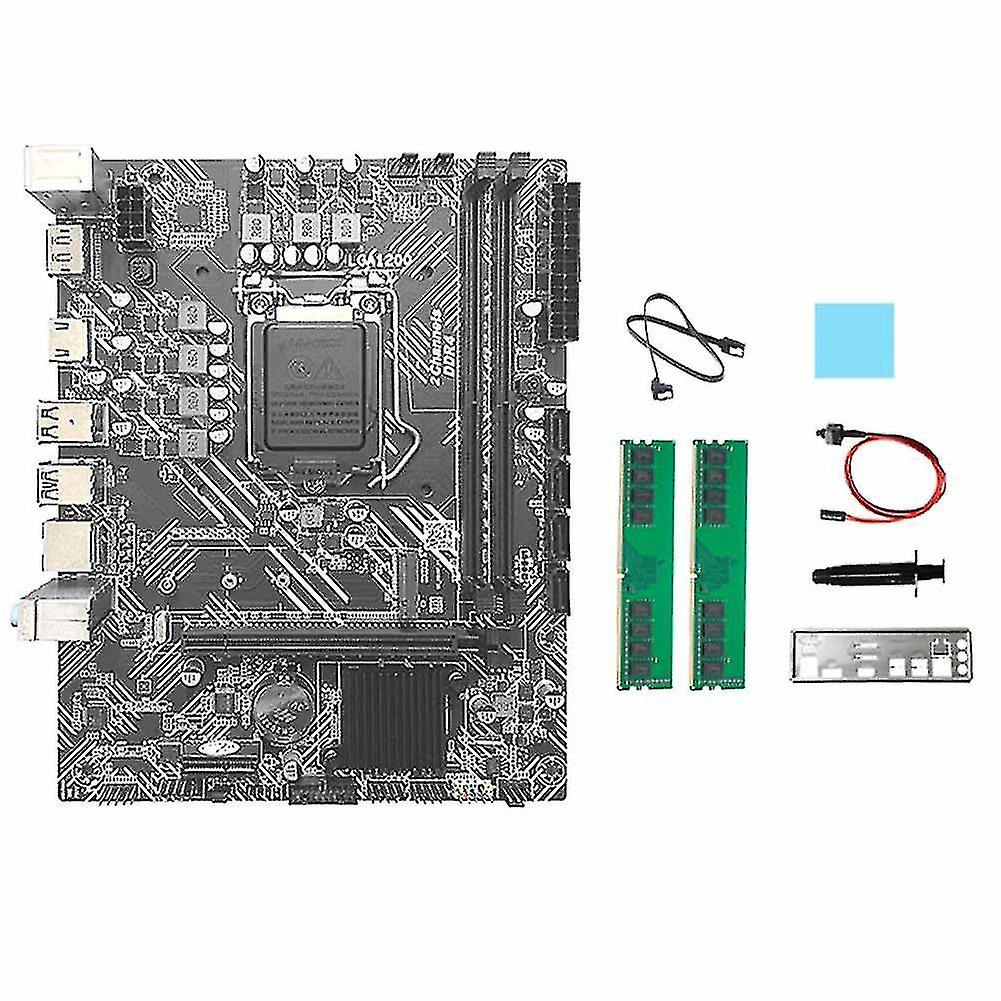 H510 Motherboard+2xddr4 4g 2133mhz Ram+sata Cable+baffle Lga1200 Ddr4 Gigabit Lan Pcie 16x For I3 I