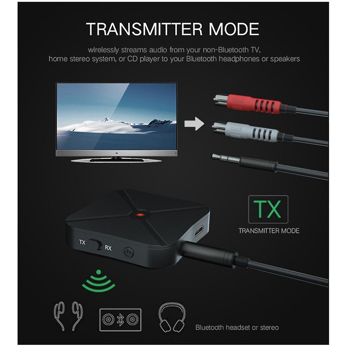 Bluetooth Transmitter Receiver 2-In-1 Stereo Wireless Multifunction Portable Convenient Audio Conve