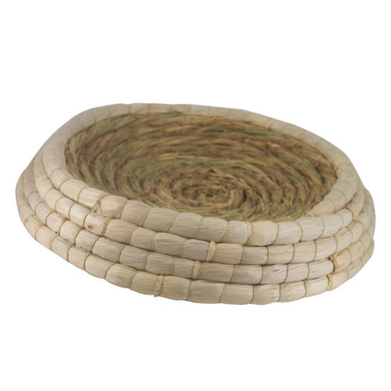 Straw Cat Nest Hand Woven Cat Nest Breathable Round Cat Scratch Box for Cats Dogs Rabbits Geese Bottom Diameter 28cm/11in