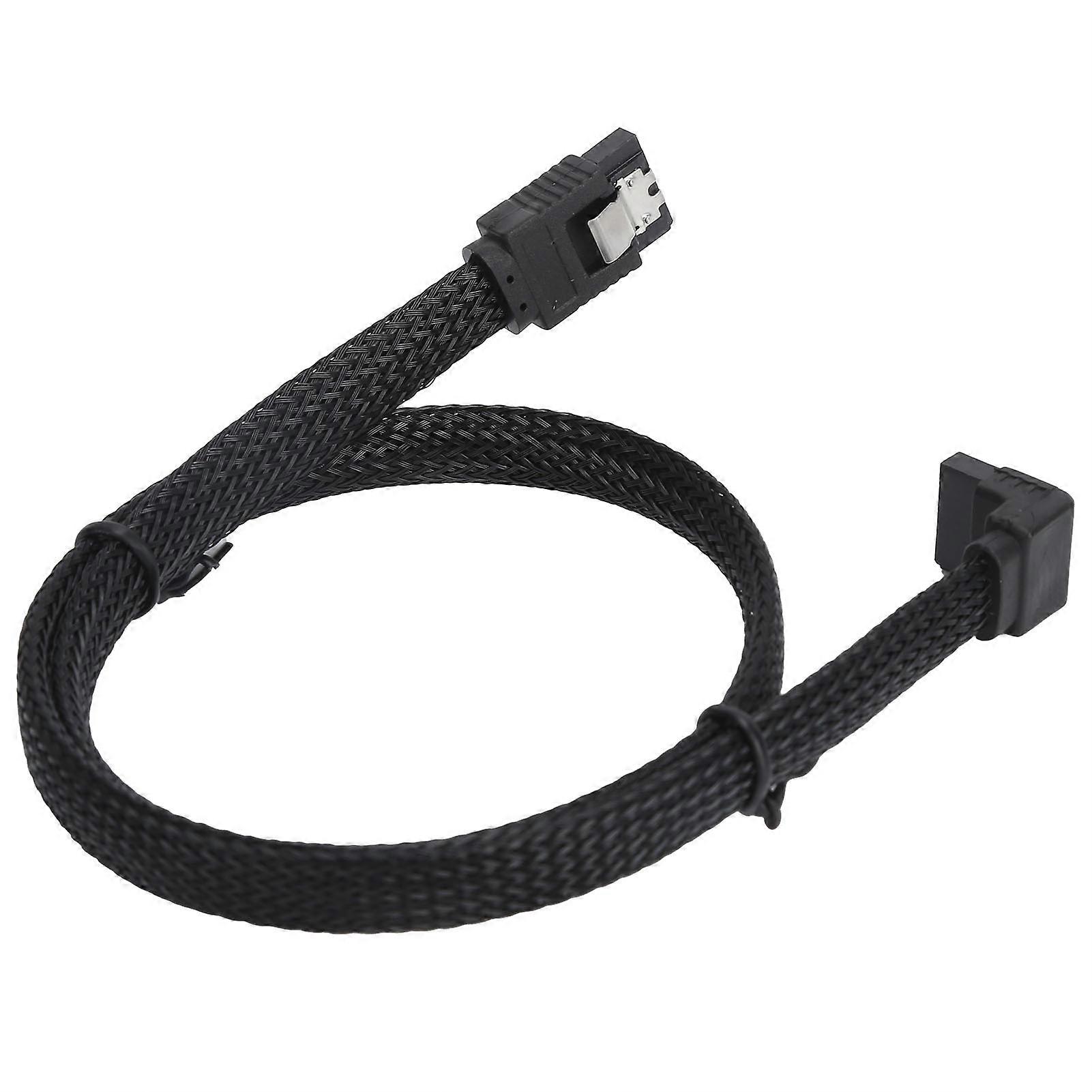 Serial ATA Cable 7P Elbow Hard Disk Data Cable Serial ATA3.0 Adaptor with Colored Mesh Line StyleBlack (elbow)