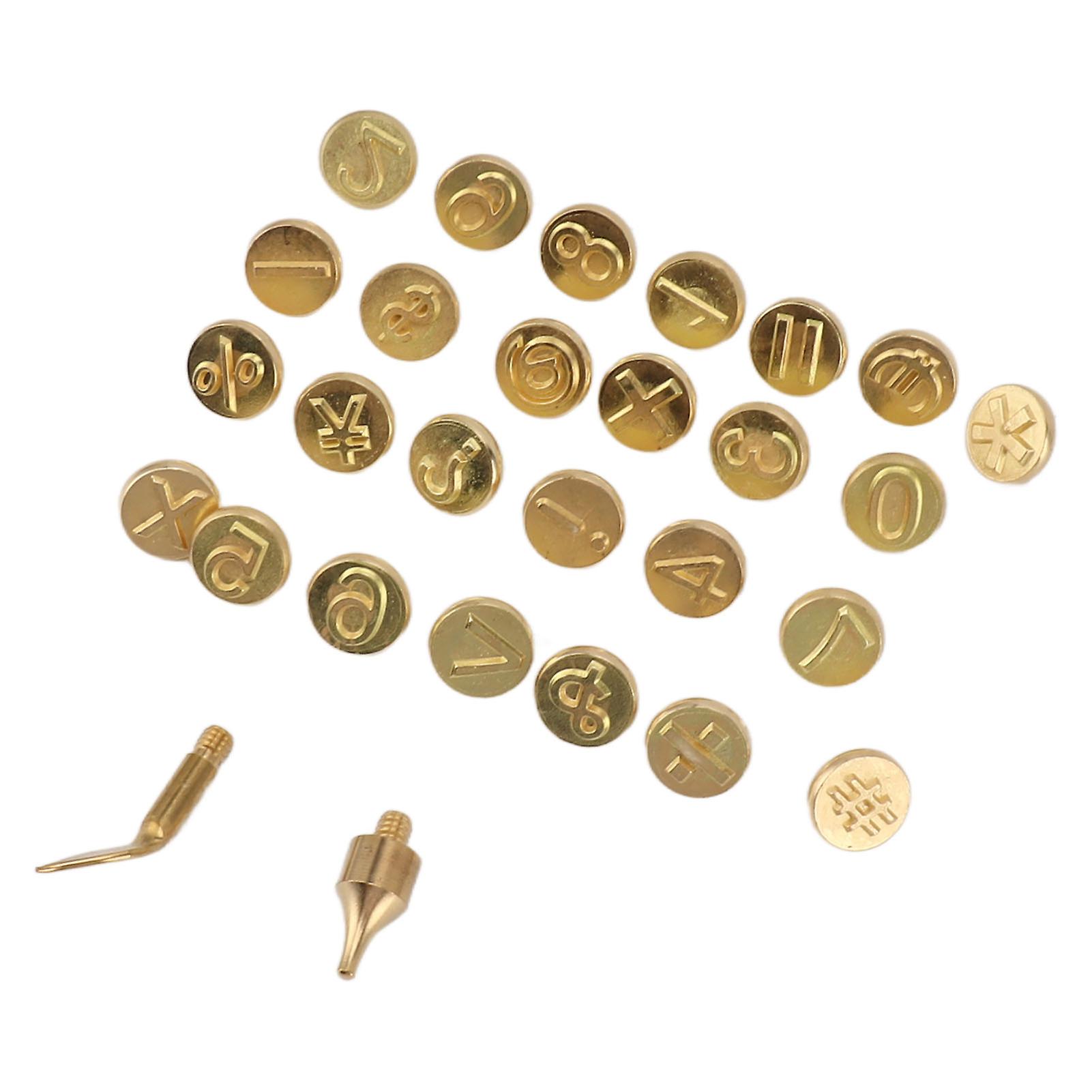 28PCS Number Wood Burning Tip Set Brass Welding Pyrography Head DIY Engraving Tool for Embossing and Carving Crafts