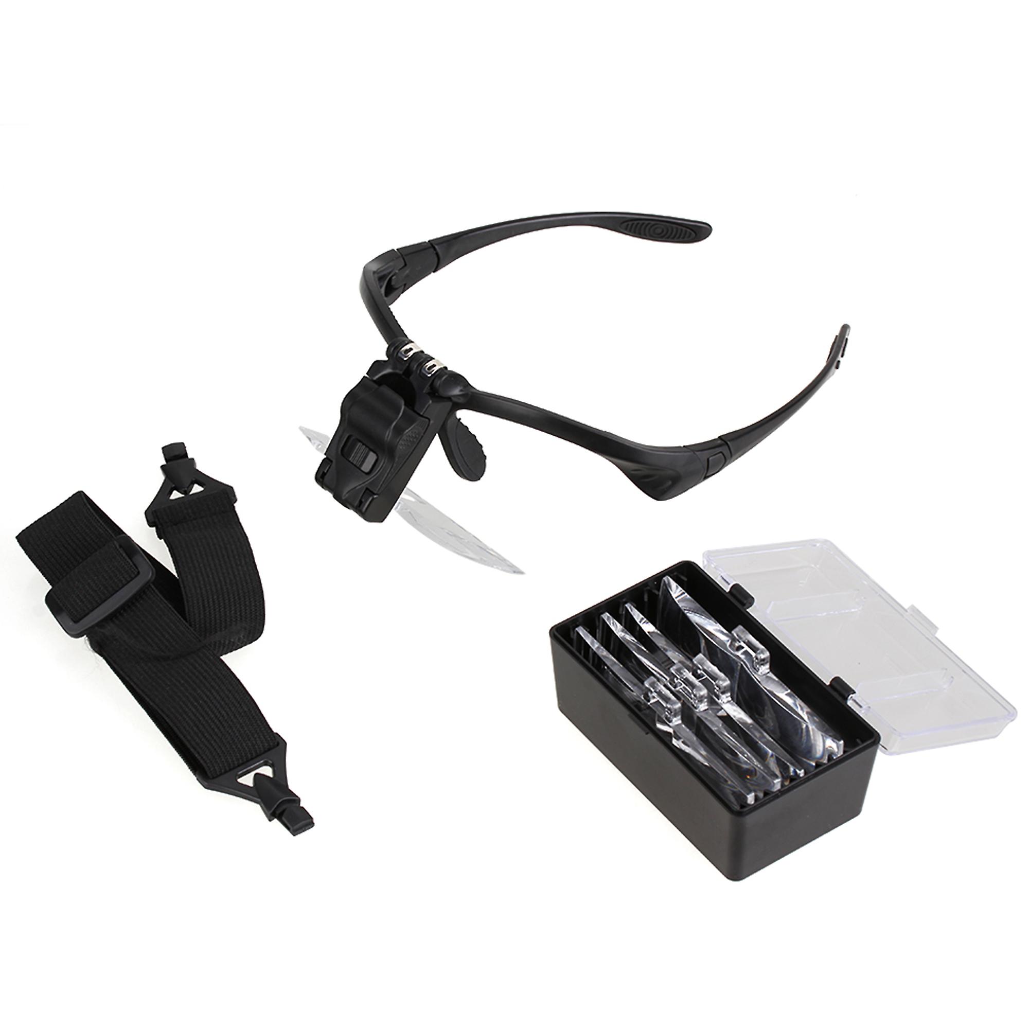 5 Lens 1-3.5X LED Light Loop Head Magnifier Magnifying Eye Glass Goggles Loupe