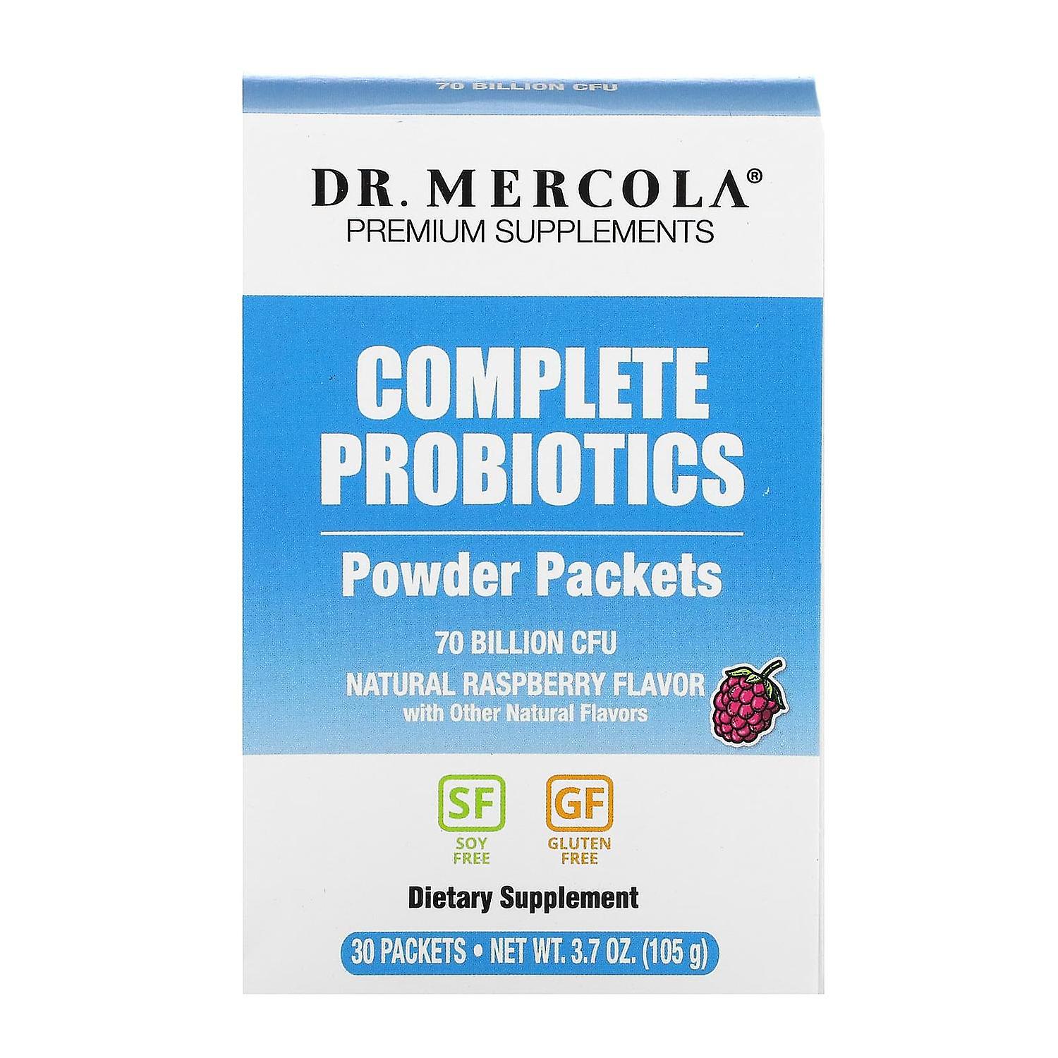 Dr. Mercola, Complete Probiotics Powder Packets, Natural Raspberry , 70 Billion CFU, 30 Packets, 0.1