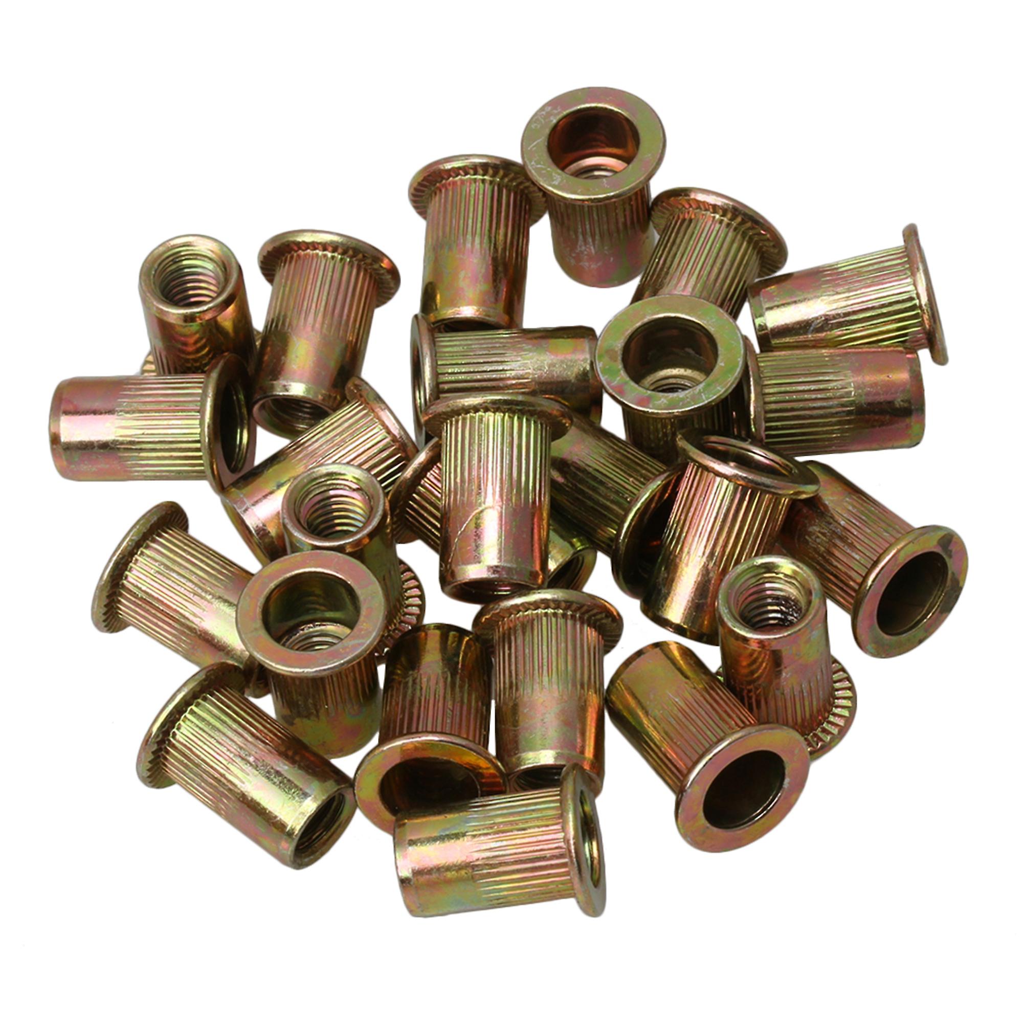 25pcs M6 Instruments Furniture Flat Head Rivet Nut High Efficiency
