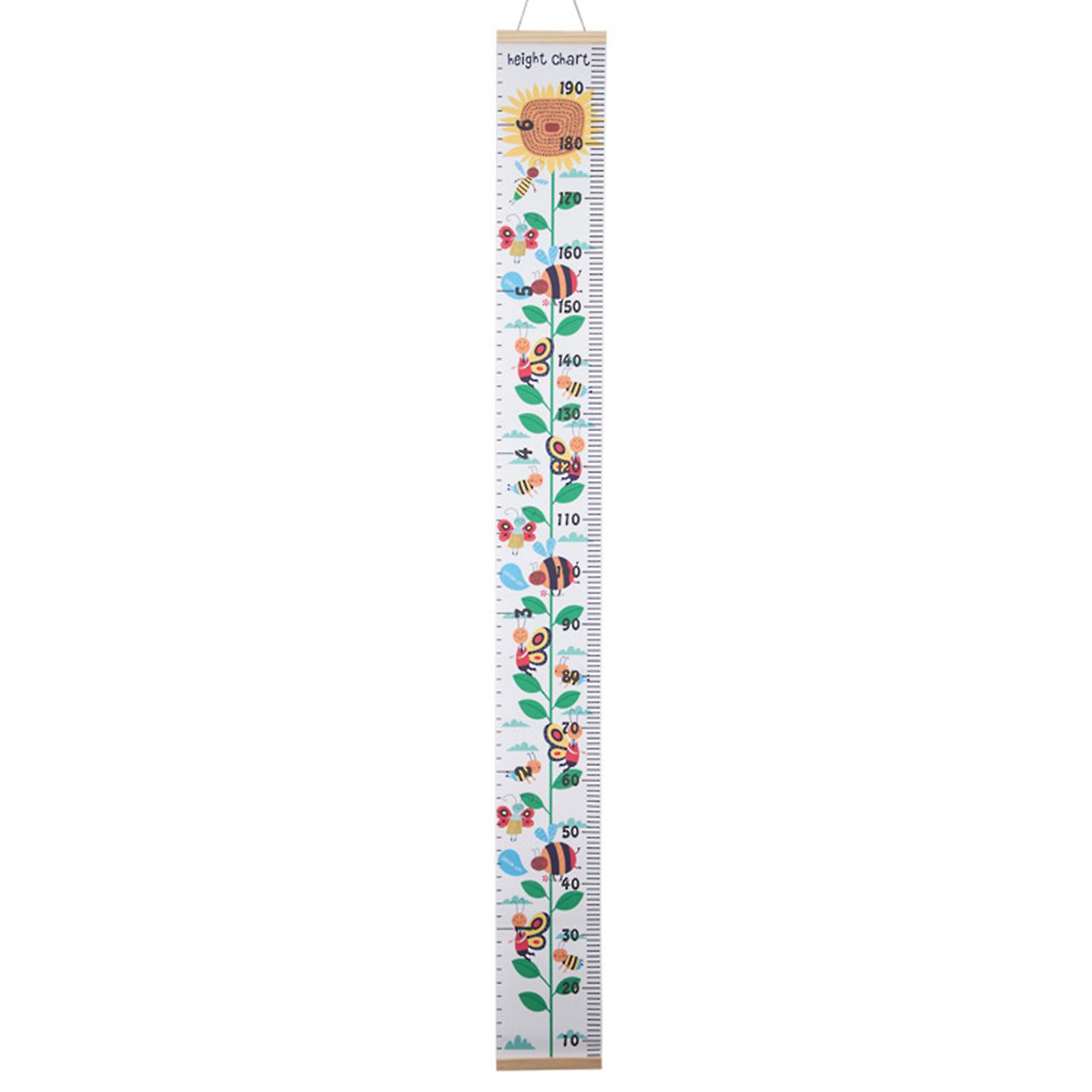 Kids Growth Chart Wood Frame Canvas Height Measurement Ruler from Baby to Adult for Child's Room