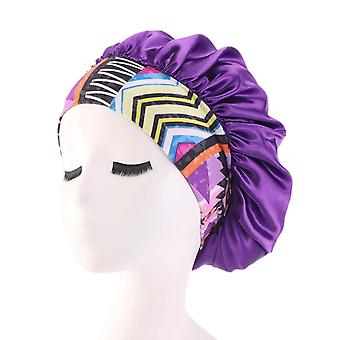 Veeki Set of 5 Waterproof Satin Bonnet,Wide Band Shower Hat,Satin Sleeping Cap,Satin Hair Bonnet, Adjust Wide Band Shower Hat Hair Cover for Women Hai