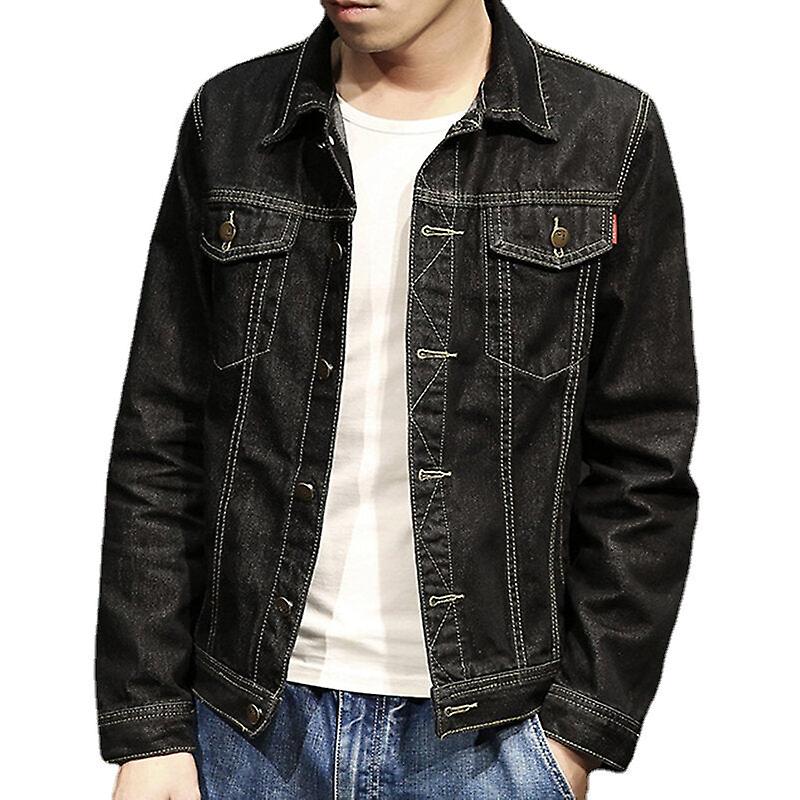 Men's Slim Fit Turn Down Collar Denim Jacket - Spring/autumn Casual Wear