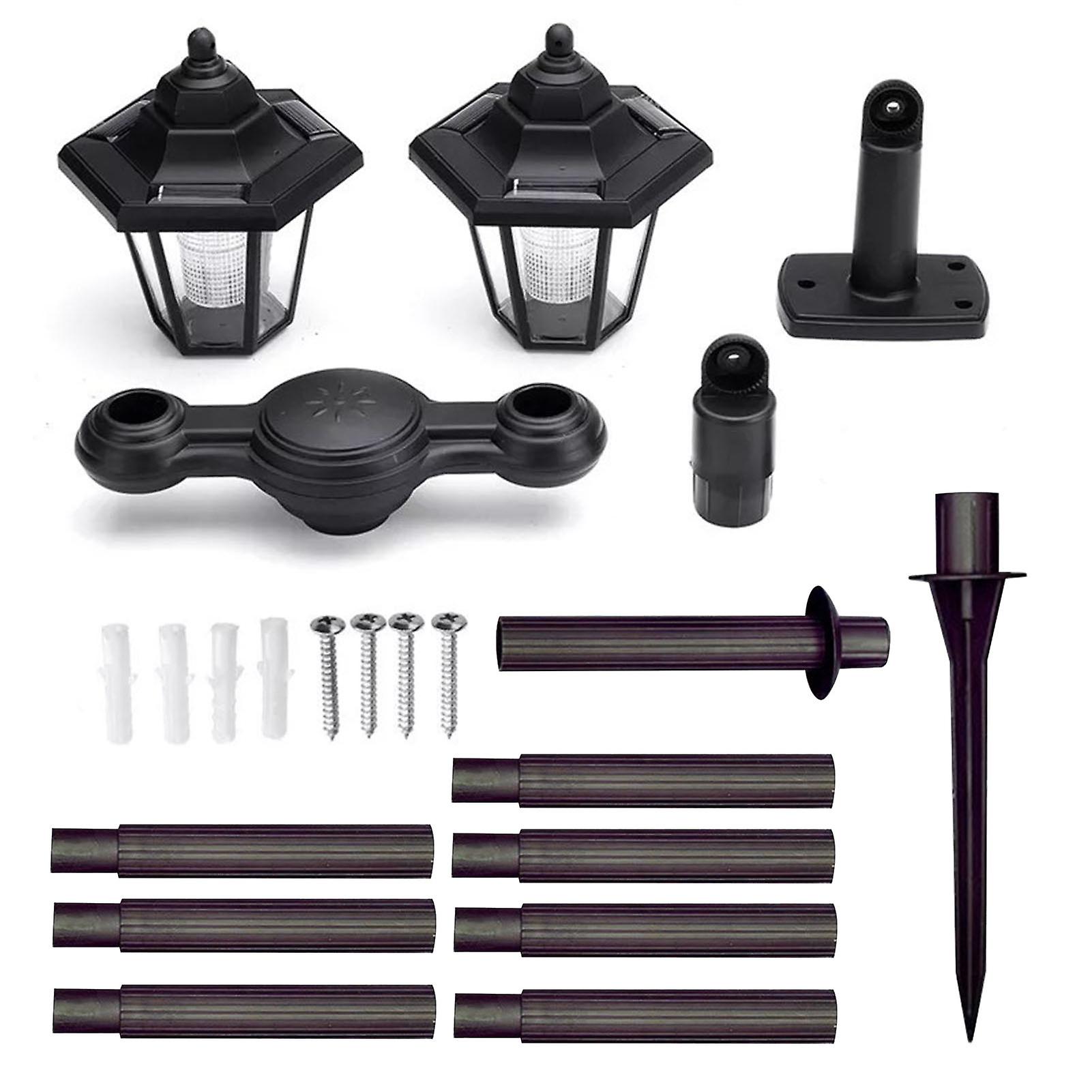 Retro Double Head Hexagonal Solar Lamp Household Yard Arrangement Light for Outside Pathway