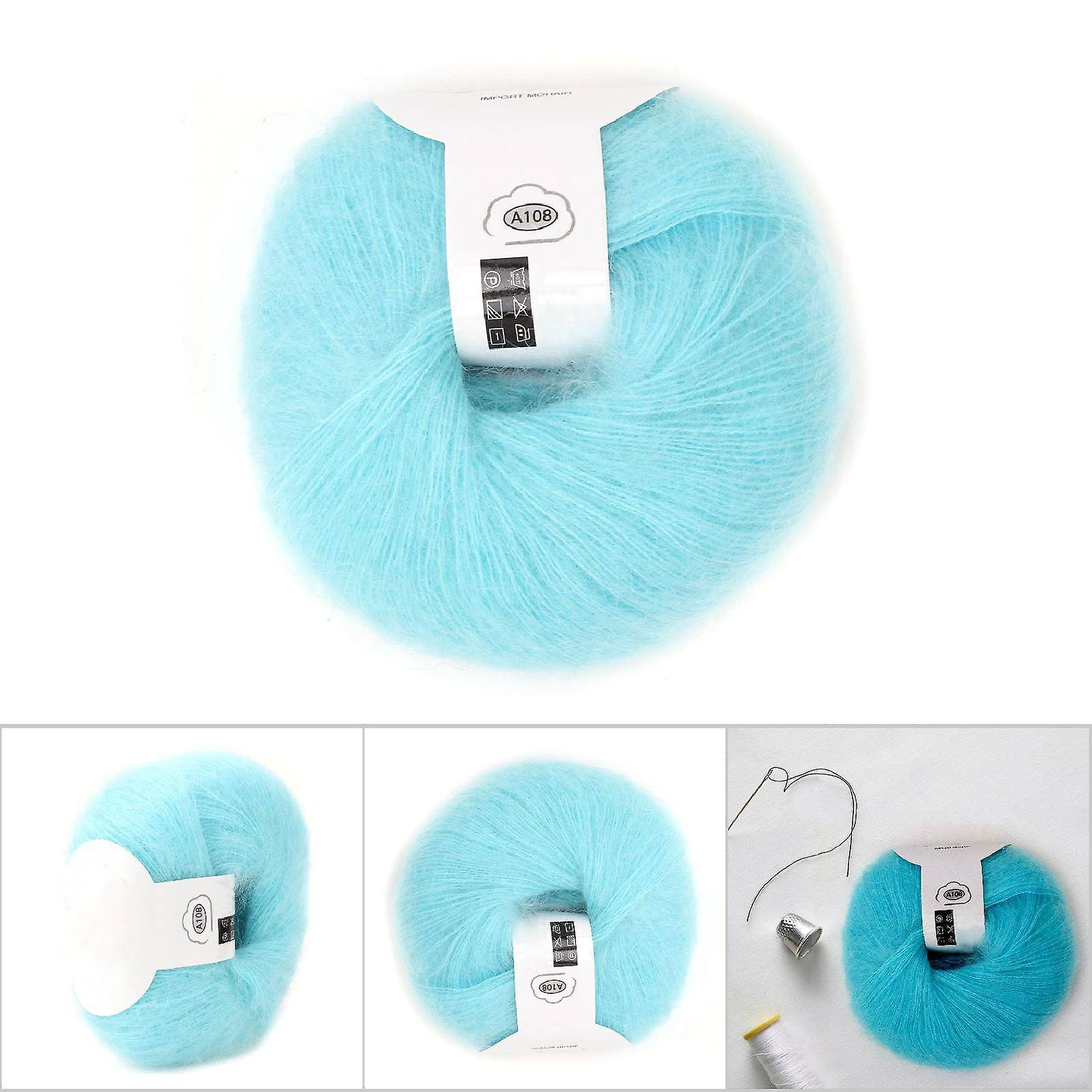 Popular Soft Mohair Pashm Knit Angora Long Wool Yarn Hot(Bright blue)