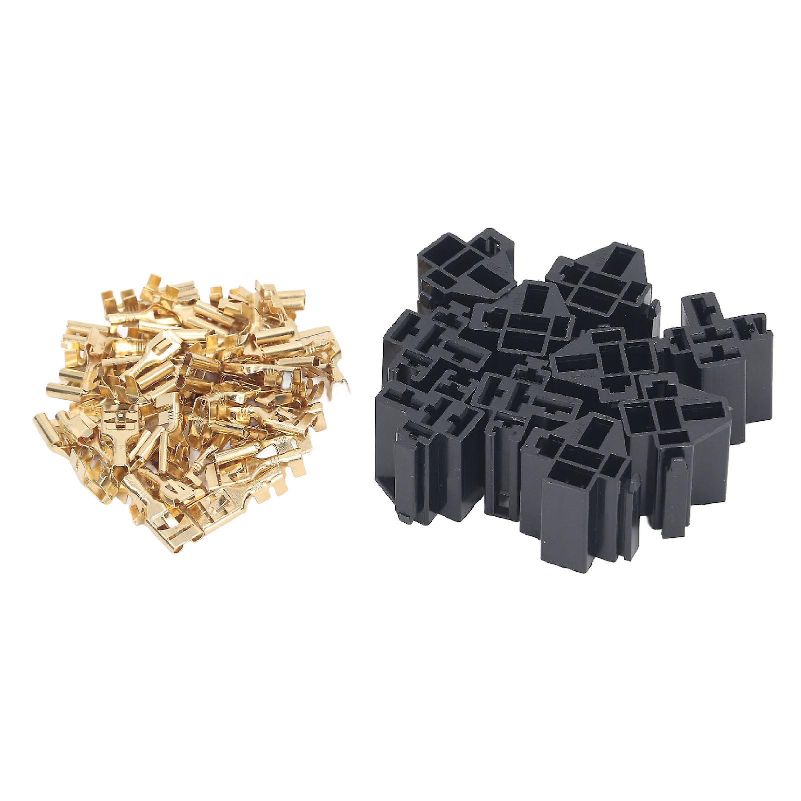 10Pcs 5 Pin Relay Connector Housing Holder Socket 12V 30A 40A Kit with 30Pcs 10mm Terminals and 20Pcs 6.3mm Terminals for Car Truck Vehicle