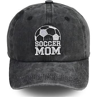 Voetbal moeder honkbal Cap, verstelbare, geborduurd gewassen Vintage Retro, katoen Denim