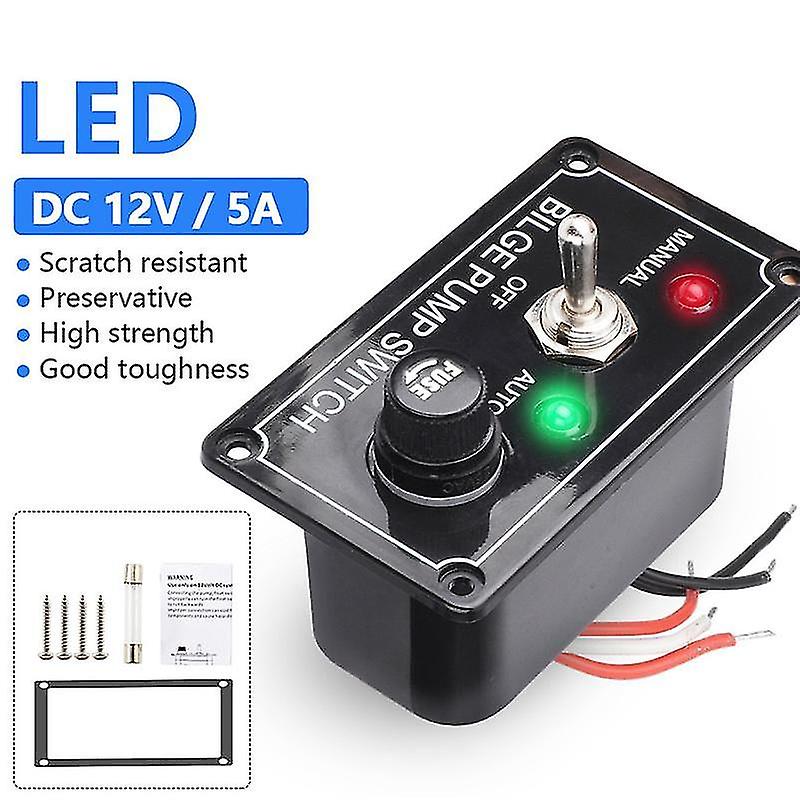Dc 12v Fused Bilge Pump Switch Panel With Led Indicator Light Manual/off/auto 3-way Toggle Switch
