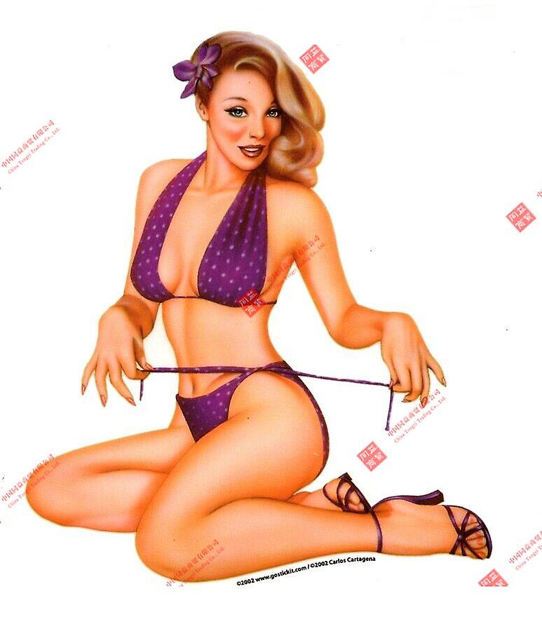 جميل الخمسينيات بيكيني غطاء خيالي فتاة ملصق الفينيل صائق الوفير ملصقات خوذة السباق