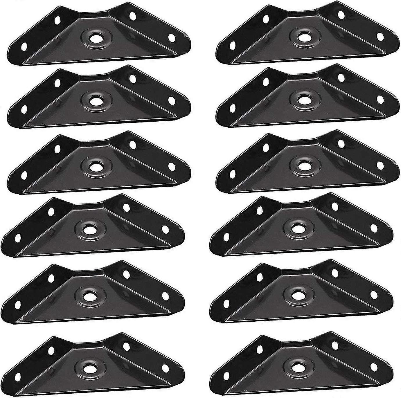 Steel Corner Braces Joint Trapeziform Angle Code Brackets Corner Brace Support Bracket Fastener (12pcs, Black)
