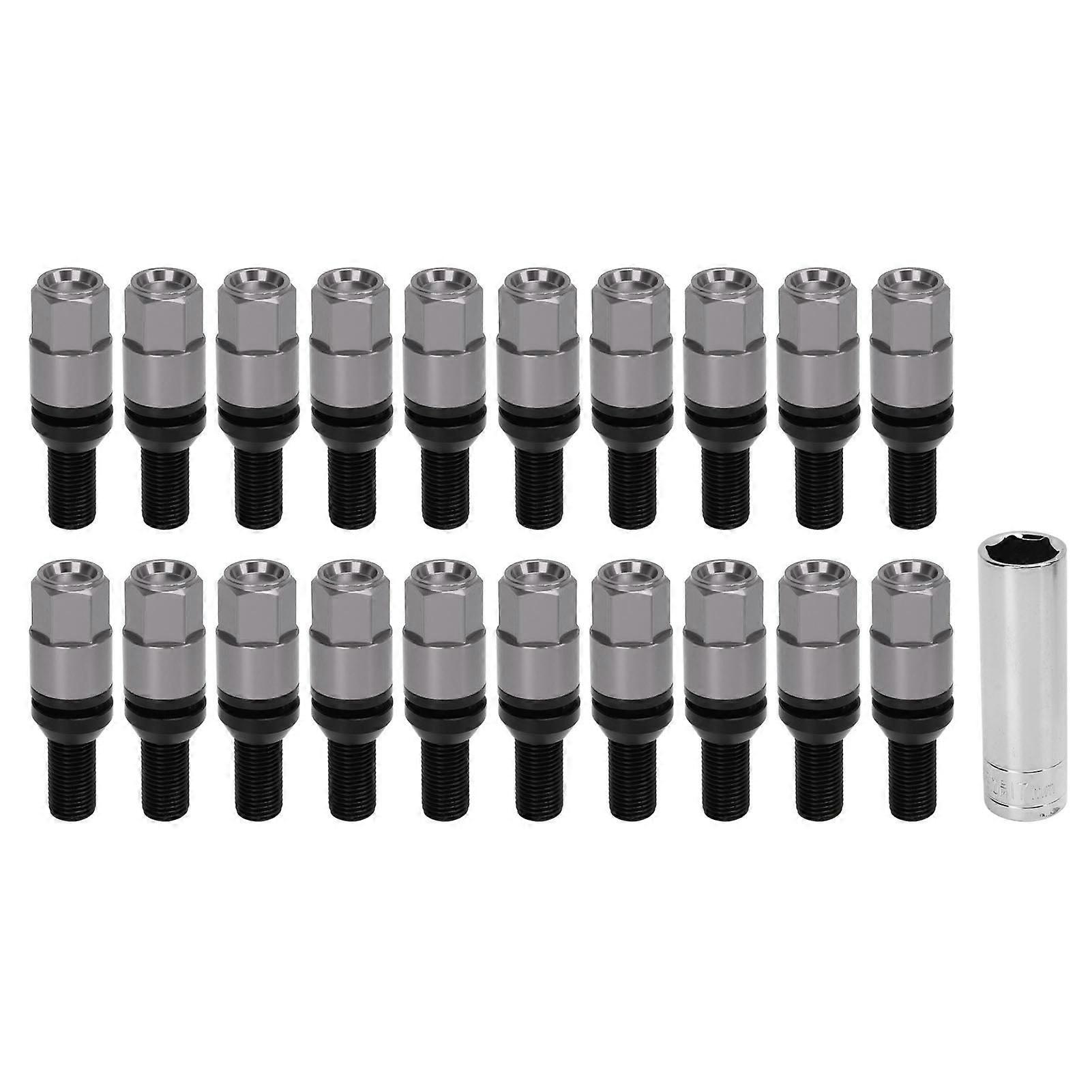 20pcs M14x1.5 Cone Seat Wheel Bolts Lug Nuts Taper Lug Bolt Universal Car Accessories for Auto Titanium E2U913
