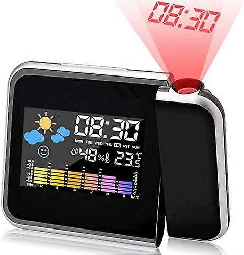 Wecker mit Projektion, LED Projektionswecker Projektion Digital Wecker USB-Aufladung/LCD Displaybeleuchtung/ 180 Projektion/Temperaturanzeige/Hygrome