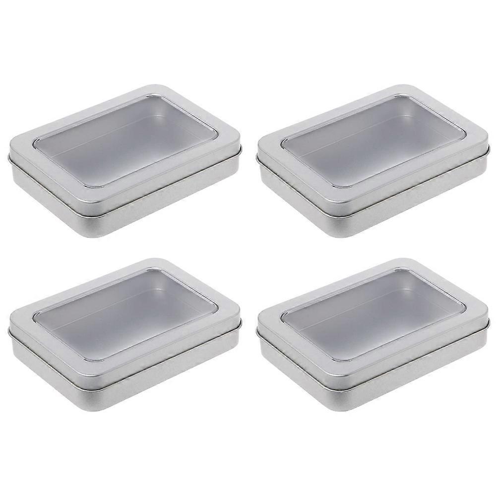 4PCS USB Flash Drive Storage Transparent Boxes Tinplate Storage Case Organizer