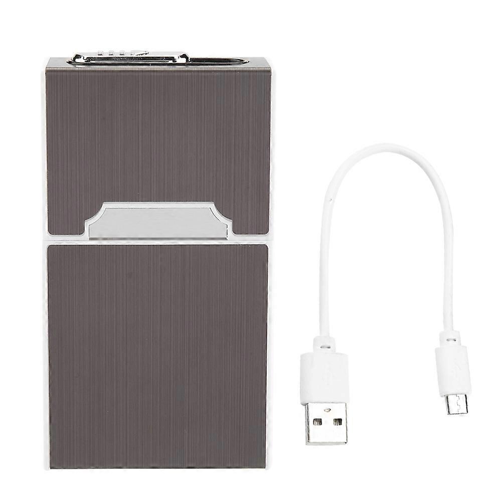 Multifunctional Metal Lightweight Portable Rechargeable Cigarette Lighter Case(Black)