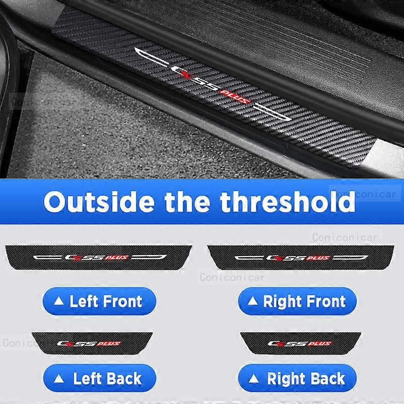 For CHANGAN CS55 PLUS 2024 2023 Auto Door Sill Pedal Carbon Fibre Texture Accessories Leather Styling Car Sticker Cover TrimF Vehicle Decor Accessory