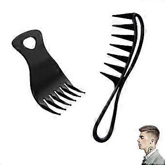 2 Pcs Men Styling Comb Set Professional Wide Teeth Fork Comb Hair Salon Tool For Barber Hairdressing