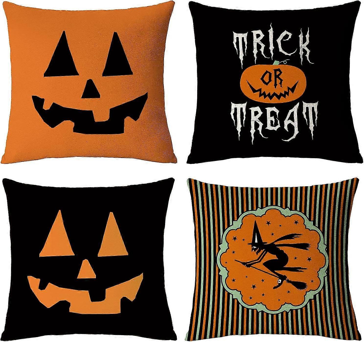 ハロウィン装飾枕カバー4ピースハロウィン秋ブラック装飾ハロウィーン装飾