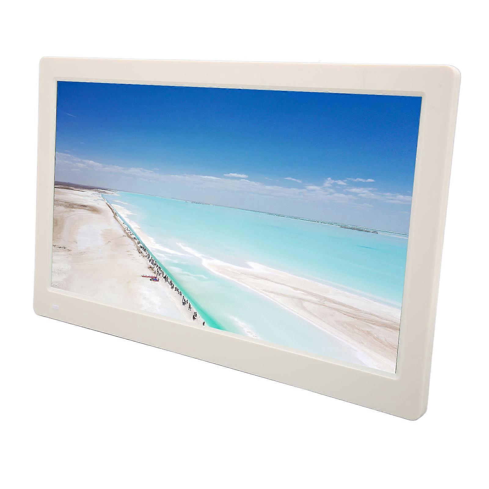 Digital Photo Frame 15.6 Inch 1920x1080 Remote Control USB Storage Card MMC Electronic Picture Frame for Home 100240V White UK Plug