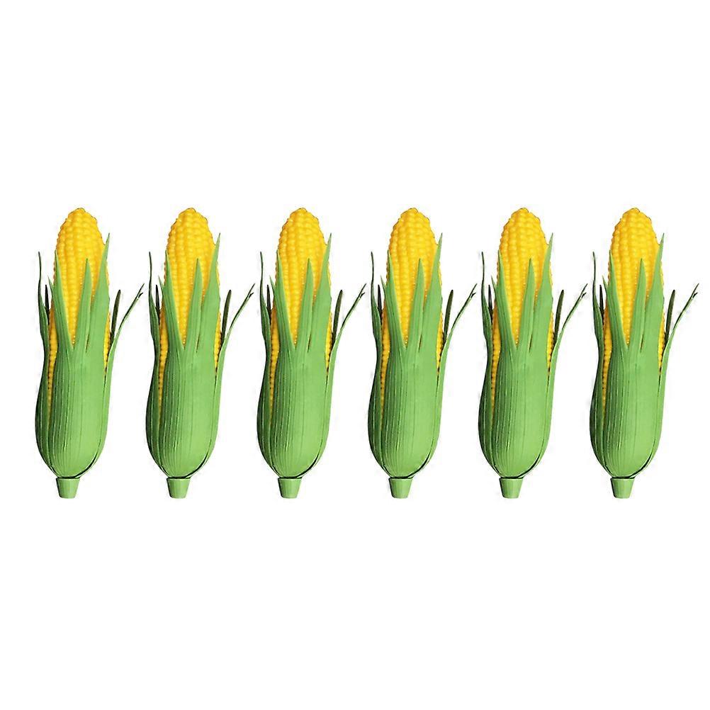 6pcs Simulation Corn Models Artificial Vegetable Decorations Corn Photo Props for Home Shop Party (Green Shell)