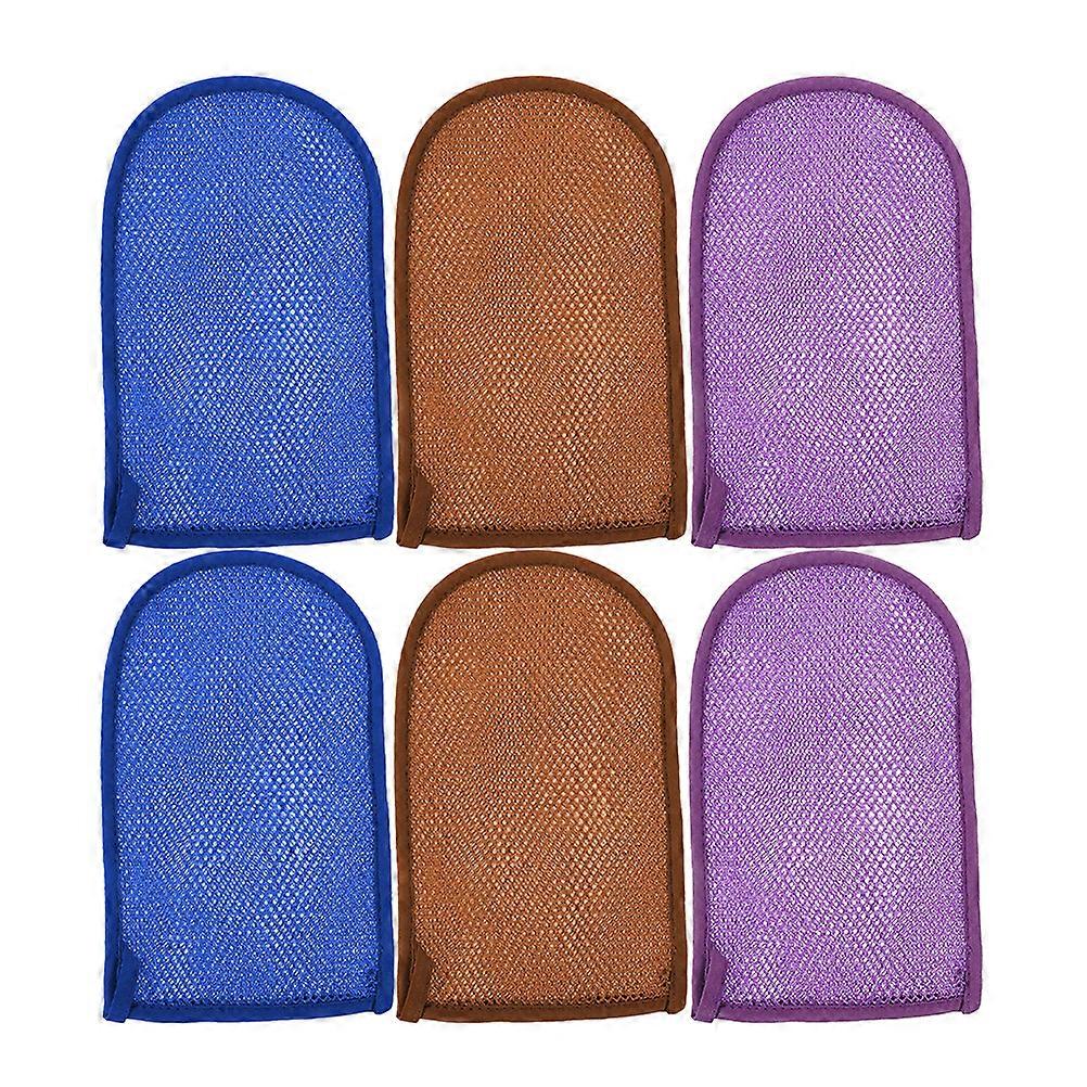 6pcs Badehandschuhe Scheuerhandschuhe Duschhandschuhe Peeling Fäustlinge Duschhaut Peeling