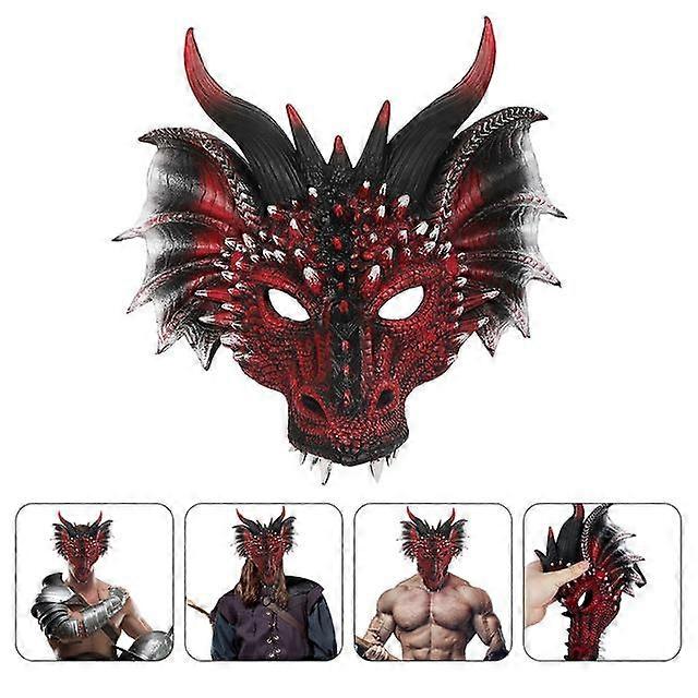 Black Red Dragon Mask Masquerade Ball Masks Halloween Cosplay Half Face Carnival