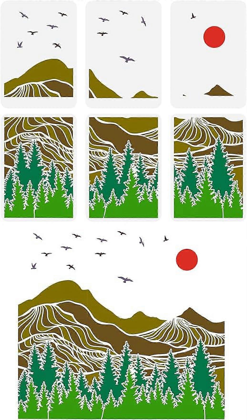 6Pcs Boho Reusable Stencils Painting Templates on Wall Wood Tile and Furniture 8.3x11.7inch