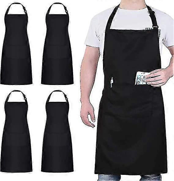 2024 4 Pack 2 Pocket Chef Aprons Black Professional