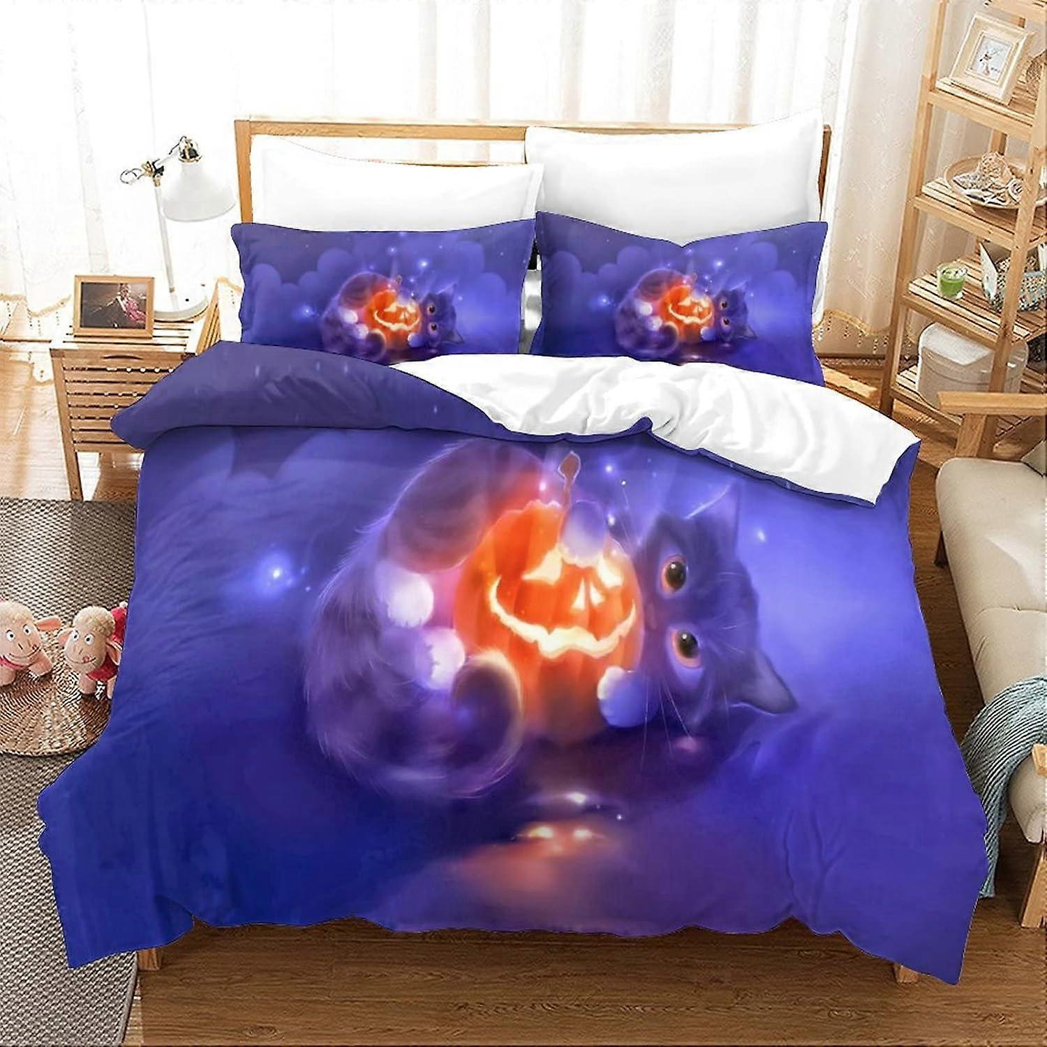 Art Cat Duvet Cover Microfiber Bedding Set, Quilt Cover and