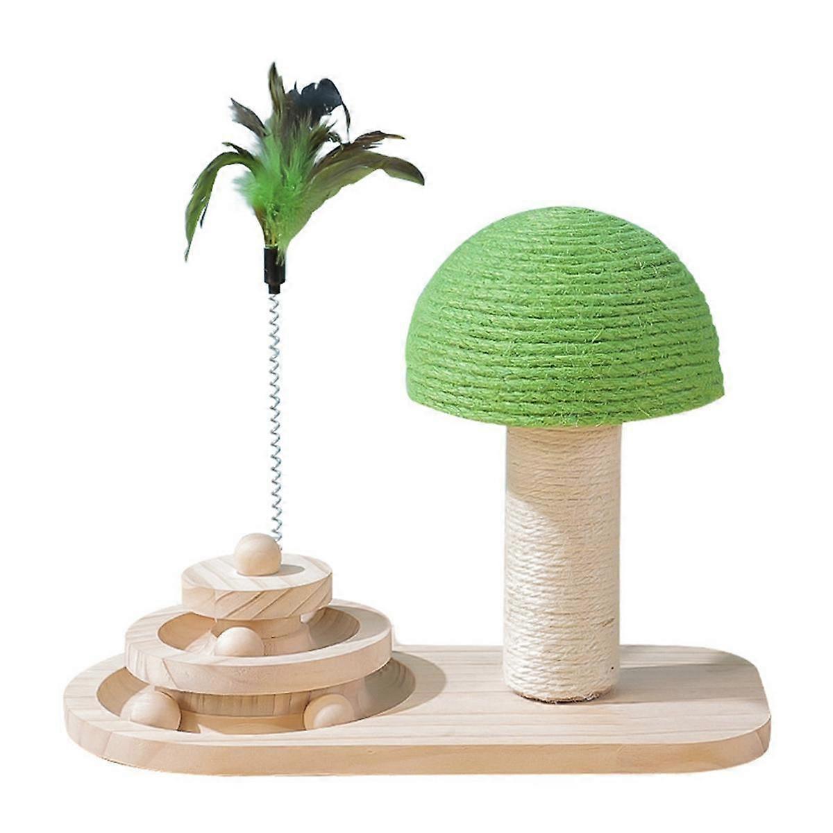 Sisal Ball Solid Wood Rotating Table for Self-Entertainment Puzzle Durable Stick Toy Training Suppl