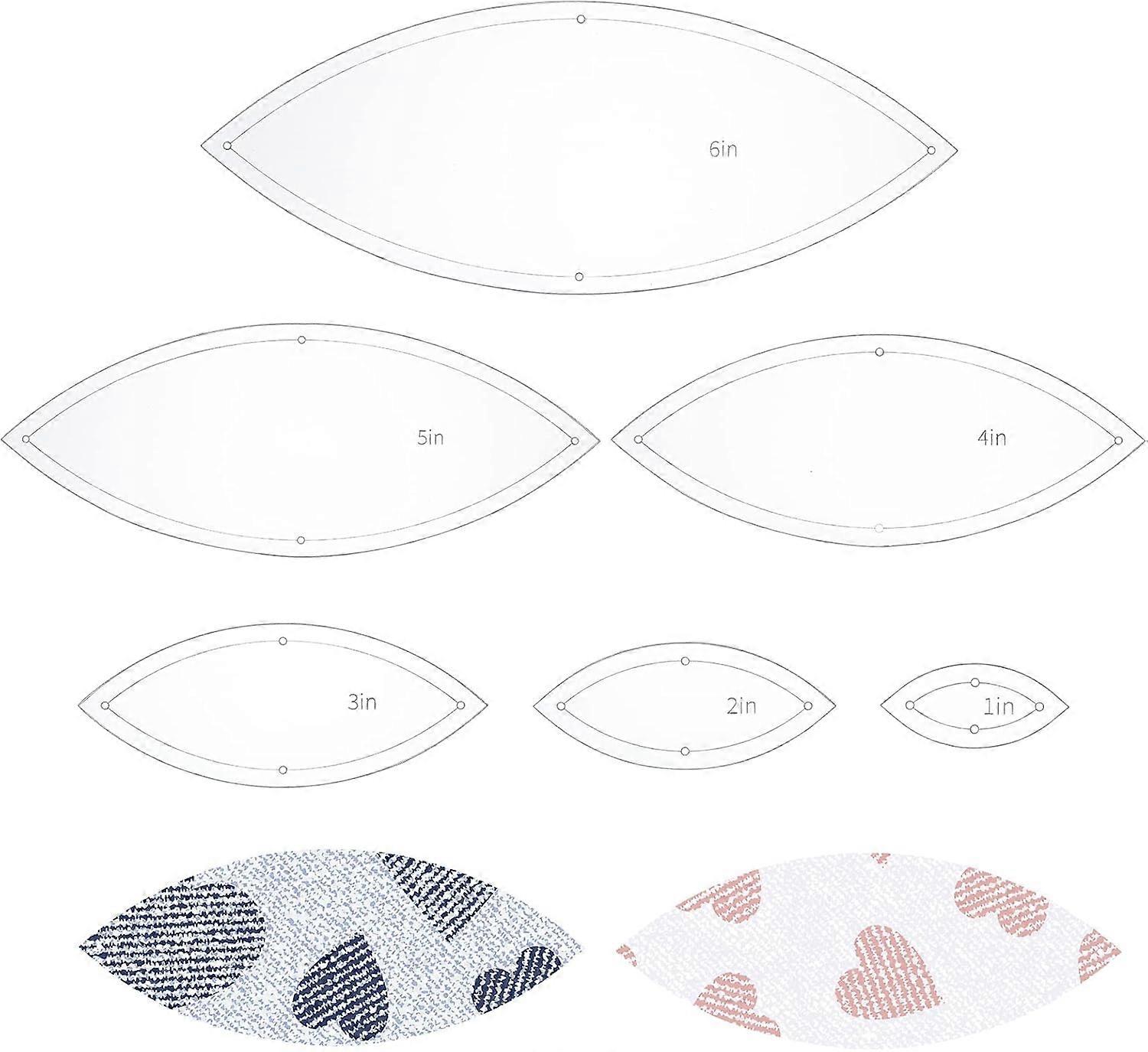 6PCS Leaf Quilting Templates Set 1" 2" 3" 4" 5" 6" Transparent Acrylic Quilting Rulers Templates 2.5mm Thick Stencils for Woodworking Quilting Sewing