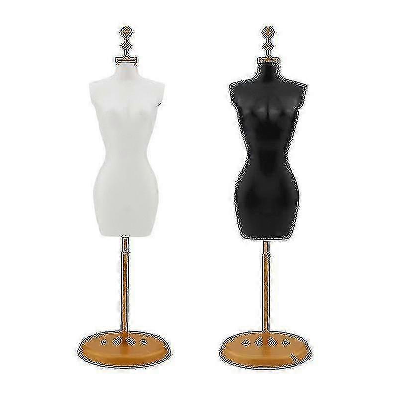 Θηλυκός κορμός μανεκέν, σώμα Manikin φορμών φορεμάτων 2 τεμ με τη στάση βάσεων για το ράψιμο μοδίστρες επίδειξη κοσμημάτων φόρεμα, μαύρο & άσπρο, (μικτό ύφος) J