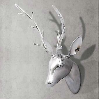 Wall Mounted Aluminium Deer’s Head Decoration Silver 62 Cm