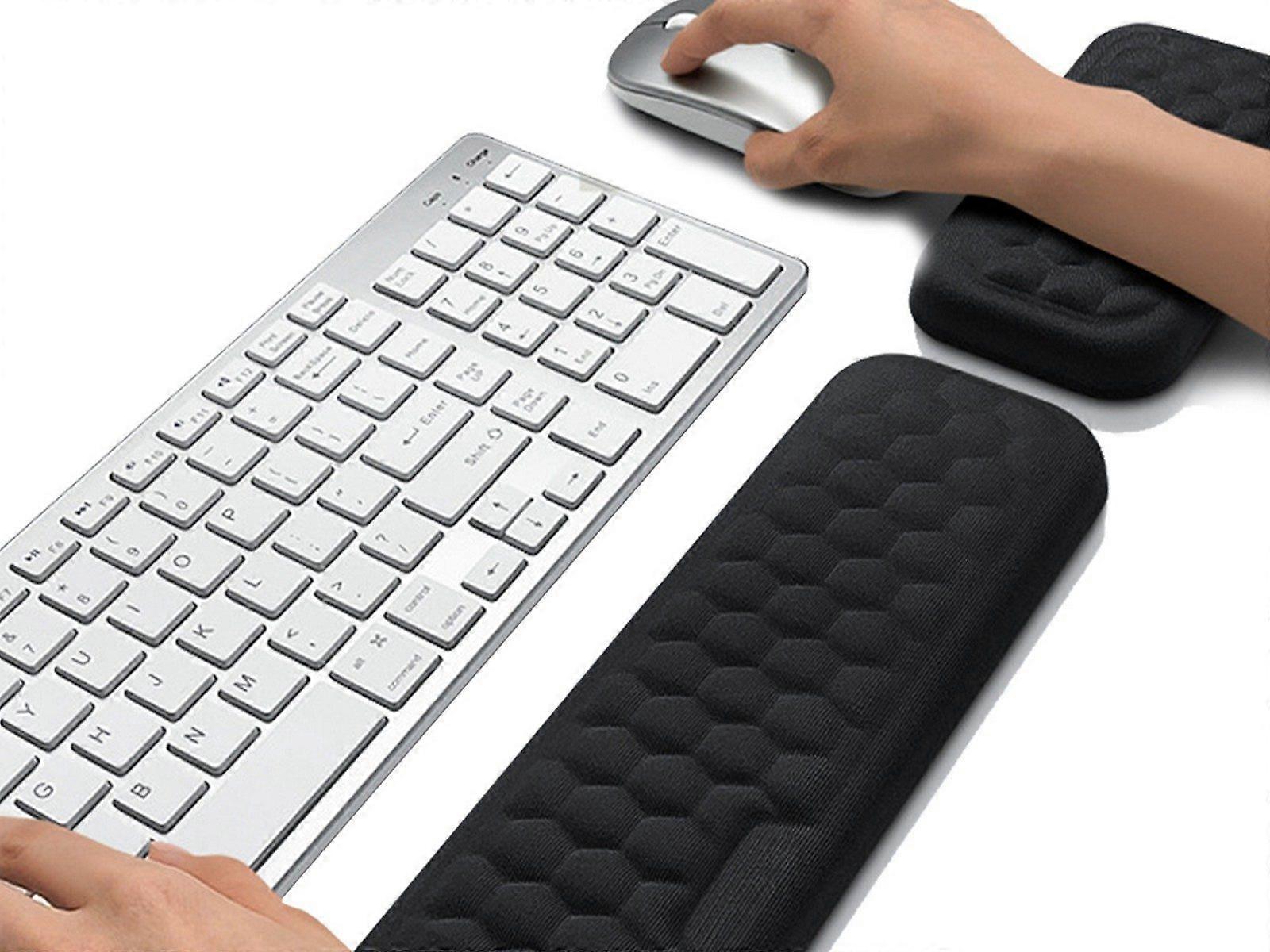 Keyboard and Mouse Wrist Rest Set Ergonomic Soft Memory Foam Support Pad - Black