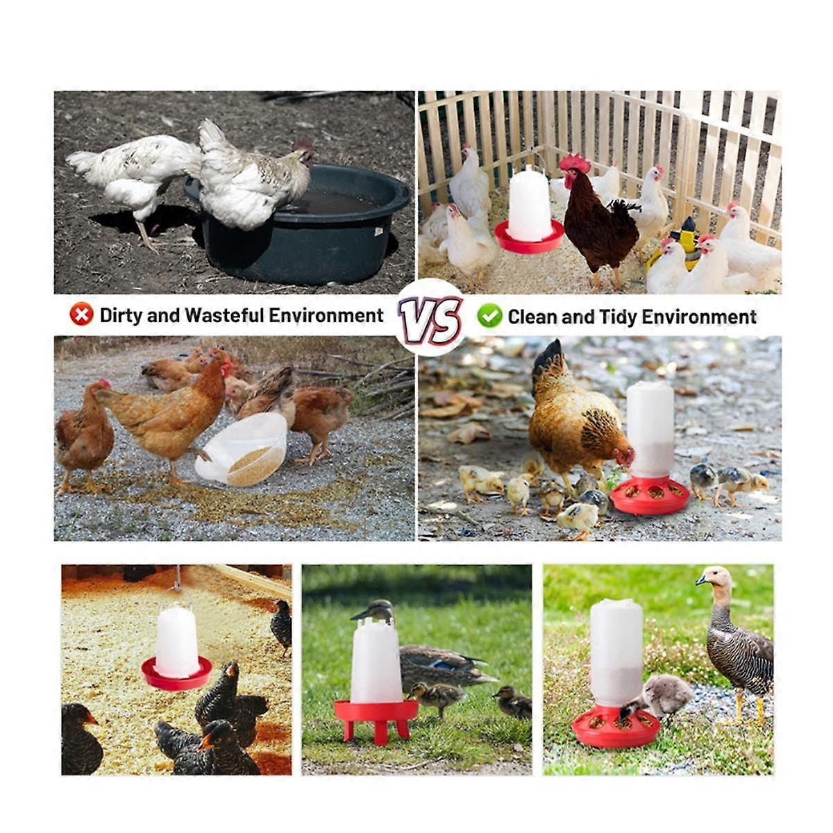 MARKELL Kit Mangeoire Et Abreuvoir Pour Poussins Rouge - Remplissage Supérieur Facile, 3 Pieds Réglables En Hauteur, Idéal Pour Élever Vos Poussins