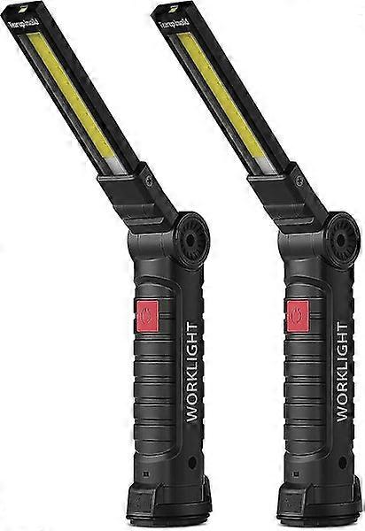 Rechargeable LED Work Lights for Men - Durable, 5 Modes, Magnetic Base, Compact, 2 Pack with USB Cables