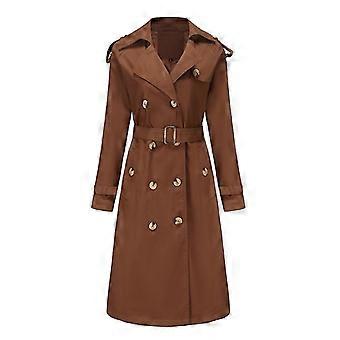Gabardina impermeable para mujer Abrigo de abrigo clásico con solapa marrón