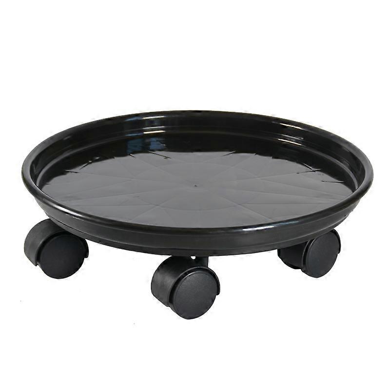 Planter Mesh Stand With Wheels For Easy Moving - Mobile Round Planter Tray - For Indoor and Outdoor - Black-27cm