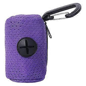 Dog Poop Bag Holder Mesh Fabric Attachment Doggy Bag Holder with Zipper Pet Waste Bag Dispenser Hangable Dog Poop Holder, Purple